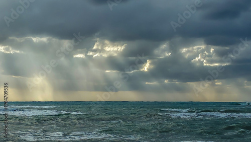 Bild auf Leinwand Stormy Mediterranean Sea in Paphos, Cyprus