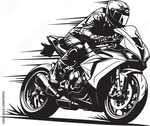 Motorcycle racer on sportbike in motion vector graphic racing scene.