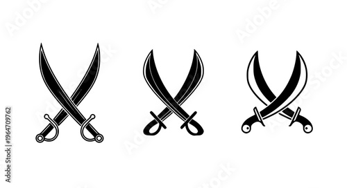 Tableau sur toile Minimal crossed scimitar swords vector icon EPS10 isolated on white