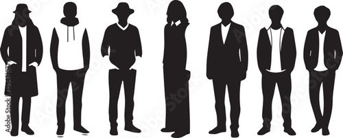 Diverse group of men in various casual and formal outfits.