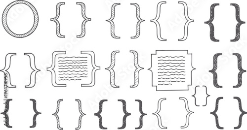 Tableau sur toile A collection of various ornate and decorative curly brackets and braces