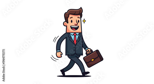 A cheerful businessman walks purposefully with a briefcase exuding confidence and ambition a stark silhouette high quality professional detailed modern elegant