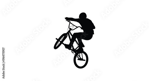 A dynamic black silhouette depicts a cyclist performing a wheelie on a bmx bike showcasing athleticism and skill silhouette high quality