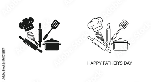 Happy father's day chef kitchen utensils Vector