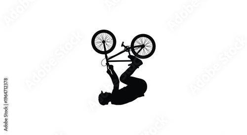 A dynamic silhouette of a cyclist performing a wheelie showcasing athletic skill and balance silhouette high quality professional detailed modern elegant