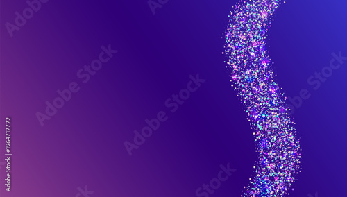Glitter Sequins Background. Holographic Shiny Sparkles For Carnaval And Party. Falling Tinsel With Bokeh And Glint On Transparent Paper. Purple Brilliant Light.  Rainbow Glitter Sequins