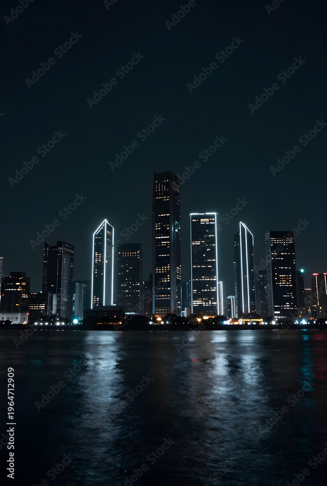 Fototapeta premium Futuristic city skyline at night