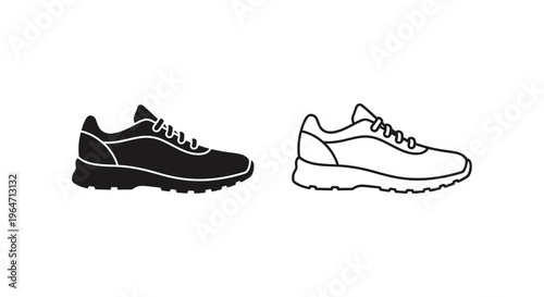 Black and white sneakers side by side Vector