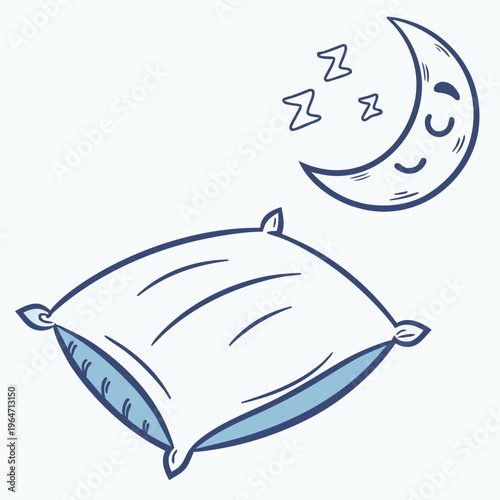 Sleeping pillow and smiling crescent moon night