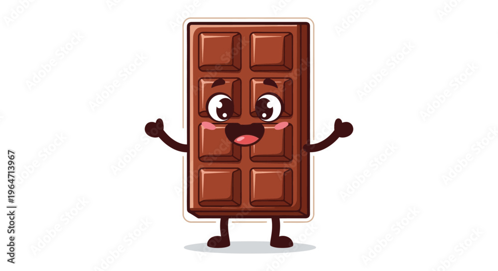 Fototapeta premium A cheerful chocolate bar character with a smiling face and outstretched arms presented as a silhouette high quality professional detailed modern