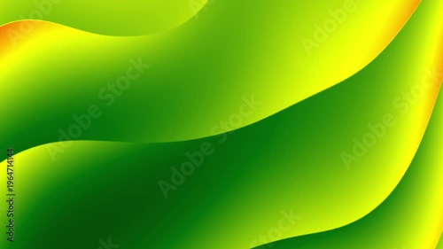 Abstract wavy green and lime background with soft lighting and smooth curves. This is ideal for nature-themed presentations, website headers, or video backdrops.
