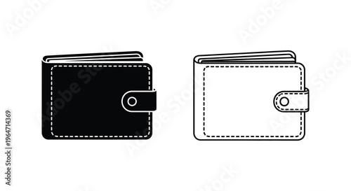 Black and white wallet illustration Vector