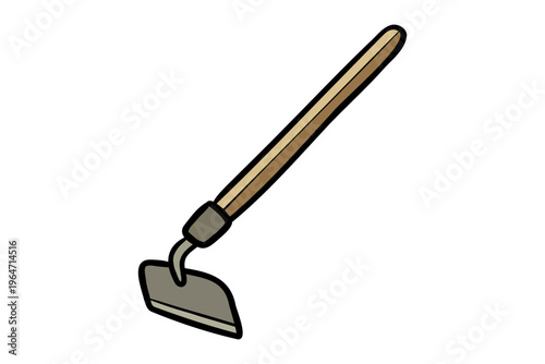 Garden Hoe Tool Illustration Farming Equipment Cartoon Style