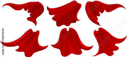 Cartoon collection of red flowing cloaks