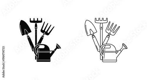 Gardening tools icons set Vector