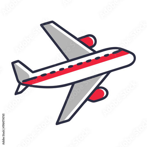 Flat Vector Airplane Icon Flying Left Representing Air Travel Logistics and International Tourism Holiday