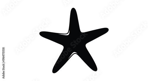A stark black silhouette of a five pointed starfish against a white background emphasizing its marine form silhouette high quality professional detailed