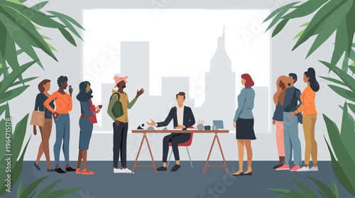 A calming abstract background with green and gray shapes, evoking a sense of serenity and balance.