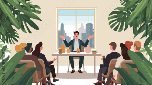 A calming green abstract background with dynamic shapes and lines, evoking a sense of nature and serenity.