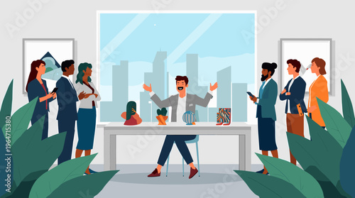 A calming abstract design featuring soothing green hues and shapes, evoking a sense of serenity and balance.