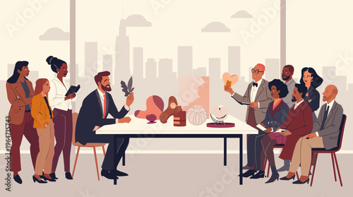 An illustration of legs wearing red pants and black shoes, standing on a beige floor with a white stripe.