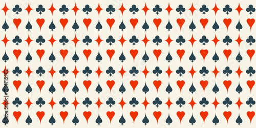 Banner with Playing card suits pattern. Spades, Hearts, Clubs, and Diamonds symbols. Vector illustration