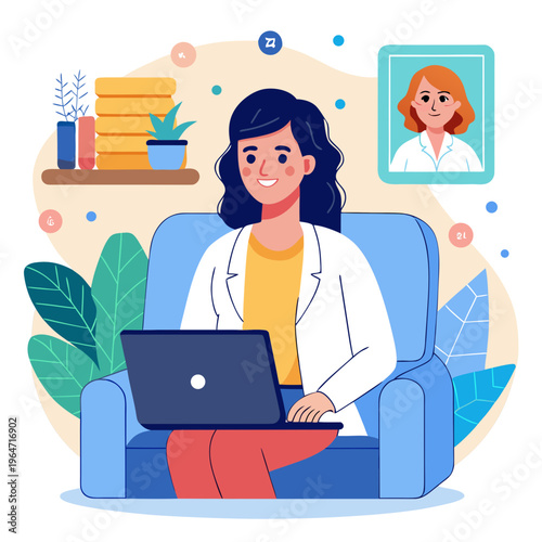 Online therapy session with a female psychologist