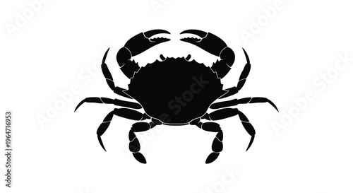 A striking black silhouette of a crab with detailed claws and legs against a plain white background silhouette high quality professional