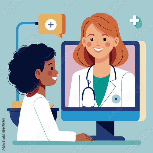 Online medical consultation with a female doctor
