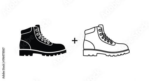 Black and white hiking boots combination Vector