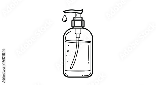 Simple hand soap dispenser illustration in a minimalist style silhouette