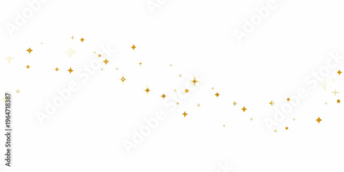 Golden sparkles and shimmering lights scattered across a white background