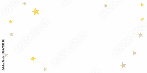 A scattering of golden and silver stars against a blank white background