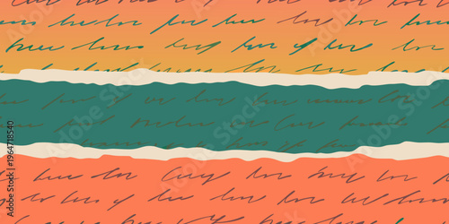 Abstract background with handwritten text and torn paper effect