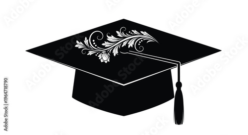 Elegant graduation cap with floral design a striking silhouette