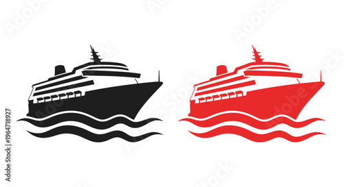 Cruise ships in contrasting colors a striking graphic silhouette