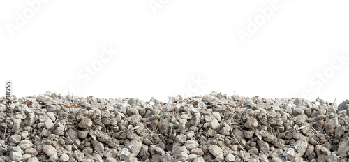 Fotografie Broken rubble and concrete wall pile isolated
