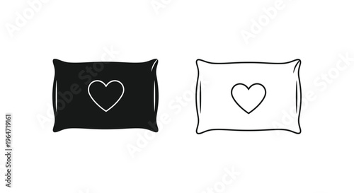 Heart shaped pillows black and white Vector