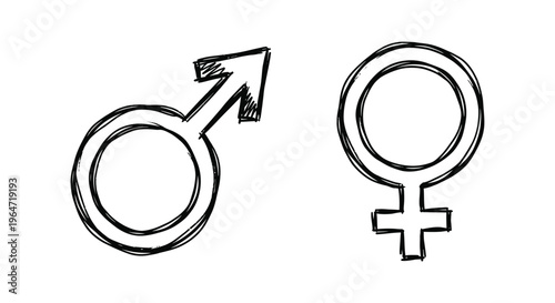 Male and female gender symbols illustrated with a simple silhouette