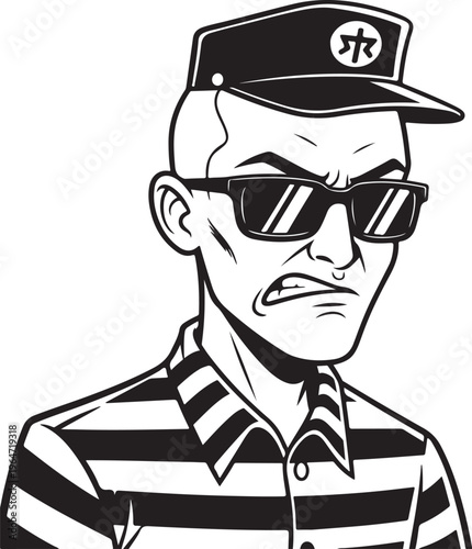 Prisoner  with sunglasses and striped shirt vector illustration