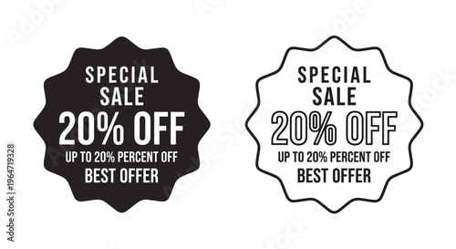 Two special sale labels with discount offer a striking silhouette