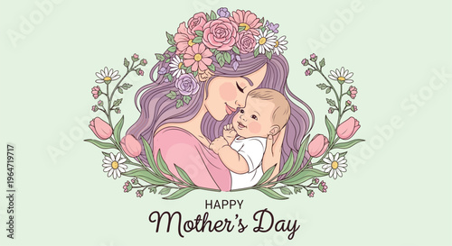 A loving mother and baby share a tender moment with flowers