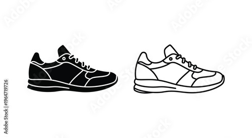 Black and white sneakers side by side Vector