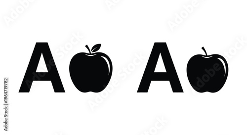 Black letters and apples arranged creatively a striking silhouette