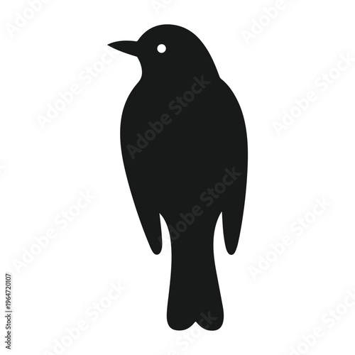 A simple black silhouette icon of a small bird facing left on a clean plain white background isolated on white background, Vector