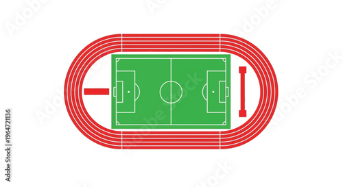 Aerial view of a sports complex featuring a track and soccer field