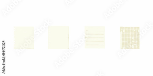 Four blank or partially filled sticky notes against a white background