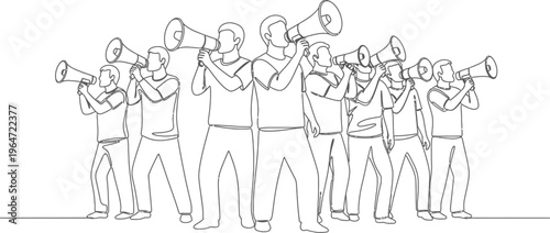 Sketch of a large group of people standing together possibly a choir or band