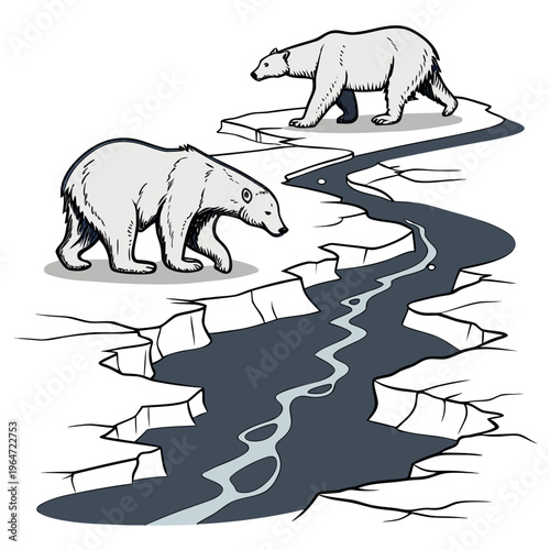 Polar bears on melting ice climate change global warming ice melting