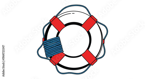 A brightly colored life preserver ring with rope detailing is prominently displayed creating a striking silhouette high quality professional detailed modern
